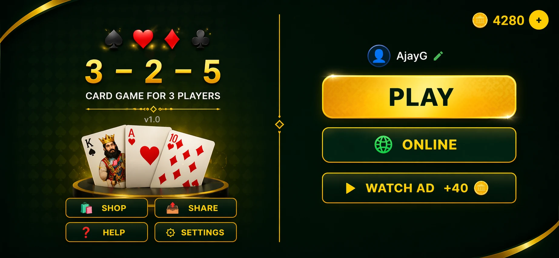 325 Teen Do Paanch Card Game screenshot